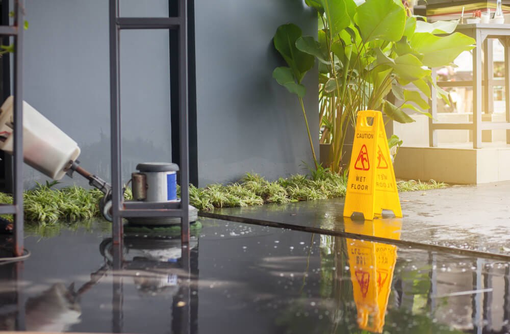 Machine scrubbing external workplace spring cleaning